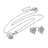 Flower Brass Micro Pave Clear Cubic Zirconia Stud Earrings & Pendant Necklaces Sets SJEW-Z002-04P-4