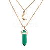 Dyed Natural Jasper Cone Pendant Double Layer Necklace UX9990-9-1