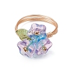 Electroplate Glass Beaded Rings RJEW-TA00195-4