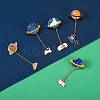 5Pcs 5 Style Planet with Animal Alloy Enamel Brooches JEWB-SZ0001-23-3