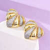 Heart Brass Micro Pave Clear Cubic Zirconia Stud Earrings EJEW-H158-13GP-3