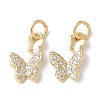 Brass Micro Pave Clear Cubic Zirconia Pendants KK-Q031-46G-03-1