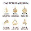 12Pcs 6 Style Brass Micro Pave Clear Cubic Zirconia Charms KK-FW0001-11-4