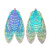 Ion Plating(IP) 201 Stainless Steel Etched Metal Embellishments Big Pendants STAS-G328-04RC-1