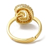Rack Plating Letter Brass Micro Pave Clear Cubic Zirconia Adjustable Rings for Women KK-S391-03G-G-3