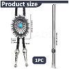 Adjustable Zinc Alloy Pave Synthetic Turquoise Oval Black PU Leather Cord Bolo Tie Lariat Necklaces NJEW-WH0035-04AS-2