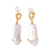 Rectangle Natural Pearl Stud Earrings for Women EJEW-E303-39G-1