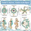 40Pcs 5 Styles Ocean Theme Alloy Connector Charms FIND-SC0008-62-2