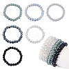 6Pcs 6 Styles 8mm Glass Round Beaded Stretch Bracelet Sets BJEW-TAC0024-1
