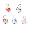 Handmade Flower Printed Porcelain Ceramic Pendants PALLOY-JF03928-2