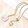 Summer Beach 304 Stainless Steel Lavender Enamel Pendant Necklaces for Women NJEW-U043-01A-G-3