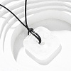Natural Quartz Crystal Square Pendants Black PU Leather Cord Necklaces NJEW-K285-01A-1