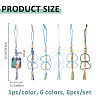 6Pcs 6 Colors Flower Polycotton Car Photo Pendant Decorations AJEW-FH0006-84-2