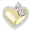 Rack Plating Heart Brass Micro Pave Clear Cubic Zirconia Pendants KK-P287-48B-GP-1