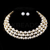 Round Alloy Rhinestone Stud Earrings & Multilayer Chain Necklaces FS-WG65918-06-1