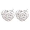 Brass Micro Pave Clear Cubic Zirconia Stud Earrings EJEW-G471-31P-03-4