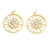 Sun Rack Plating Brass Micro Pave Clear Cubic Zirconia Pendants KK-NH0001-06A-G-1