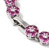 Rack Plating Brass Pave Cubic Zirconia Flower Link Necklaces for Women NJEW-B108-01P-01-3