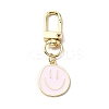 Smiling Face Enamel Pendant Decorations KEYC-WH0036-08LG-06-1