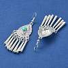 Silver Alloy Chandelier Earrings with Synthetic Turquoise EJEW-D092-01B-S-2
