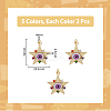DICOSMETIC 10Pcs 5 Colors Brass Micro Pave Colorful Cubic Zirconia Pendants ZIRC-DC0001-20-2