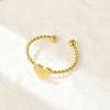 Heart 304 Stainless Steel Open Cuff Rings for Women RJEW-G338-14G-1