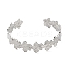 Non-Tarnish 304 Stainless Steel Flower Open Cuff Bangles for Women BJEW-M316-01P-2