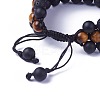 Adjustable Natural Tiger Eye Braided Bead Bracelets BJEW-I273-E04-3
