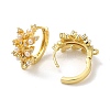 Flower Rack Plating Brass Cubic Zirconia Hoop Earrings Findings LS-KK-K278-01G-2