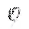 Double Wing Alloy Open Cuff Ring for Men Women RJEW-T009-31AS-3