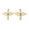 Brass Micro Pave Cubic Zirconia with Synthetic Turquoise Pendants KK-G543-13G-02-1
