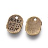 Tibetan Style Alloy Oval Charms TIBEP-Q035-08AB-NR-2