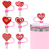 12Pcs 6 Styles Valentine's Day Theme PVC & Silicone Dustproof Straw Cap AJEW-CJ0001-26-3