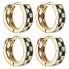 2 Pairs Tartan Pattern Enamel Chunky Hinged Hoop Earrings for Women EJEW-BBC0001-27A-1