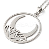 201 Stainless Steel Moon Pendant Necklace with Cable Chains NJEW-Q317-32P-2