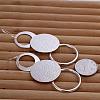 Silver Color Plated Textured Brass Flat Round Dangle Earrings EJEW-BB11931-3