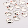Wedding Theme Antique Silver Tone Tibetan Style Heart with Page Boy Rhinestone Charms LS-TIBEP-N005-14C-2