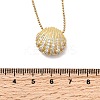 304 Stainless Steel Pave Clear Glass Rhinestone Shell Shape Pendant Ball Chain Necklaces for Women NJEW-K255-53G-5