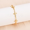 304 Stainless Steel Cross Link Chain Bracelets BJEW-D359-13B-G-5