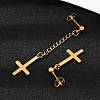 Christian Upside Down Cross 201 Stainless Steel Dangle Stud Earrings EJEW-P314-01C-G-2
