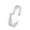 925 Sterling Silver Micro Pave Clear Cubic Zirconia Adjustable Cuff Rings for Women RJEW-G351-04P-4