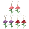 3 Pairs Flower Handmade Glass Seed Beads Dangle Earrings EJEW-MZ00684-2