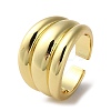 Rack Plating Brass Grooved Open Cuff Rings RJEW-K249-06G-1
