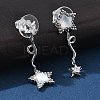 Star Brass Clear Cubic Zirconia Stud Earrings EJEW-D301-01P-1