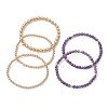5Pcs 5 Style Natural Amethyst & Brass Beaded Stretch Bracelets Set for Women BJEW-JB09663-01-1