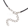 Electroplated Glass Beaded Heart Pendant Black Waxed Cotton Cord Necklaces for Women NJEW-MZ00120-02-5