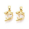 Brass Micro Pave Clear Cubic Zirconia Charms KK-N259-15G-1