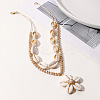 Summer Beach Natural Cowrie Shell & Glass Flower Pendant Double Layered Necklaces for Women FS-WGA7A0B-02-1