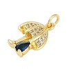 Rack Plating Brass Micro Pave Cubic Zirconia Pendants KK-R166-02G-04-2