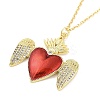 Brass Micro Pave Clear Cubic Zirconia Pendant Necklaces LS-NJEW-Z035-04D-G-3